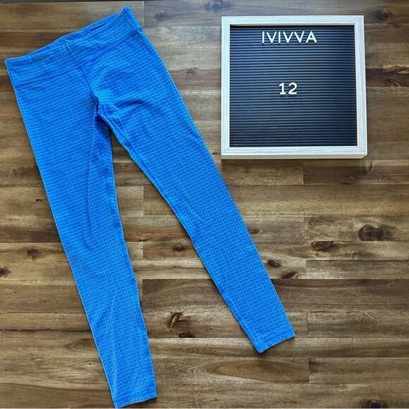 Ivivva by Lululemon Blue Gray Print Full Length Leggings Pants Athleisure  12 - Picture 1 of 6